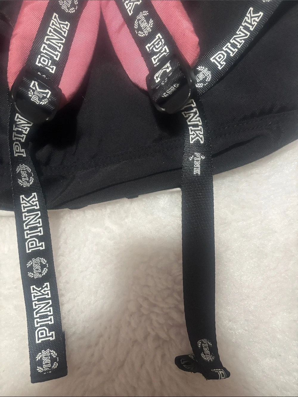 PINK Victoria's Secret Rose Pink & Black Logo Backpack